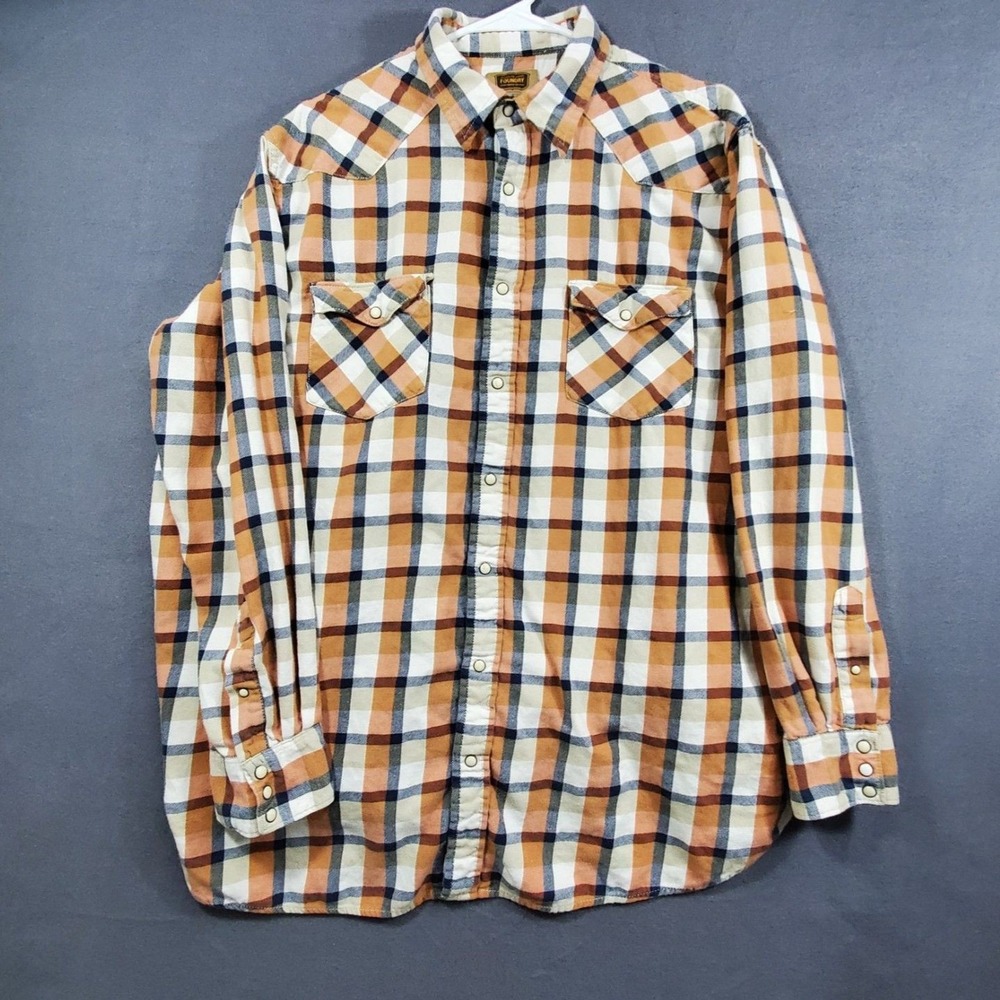 Foundry Peral Snap Mens Shirt 2XLT Brown Checkered